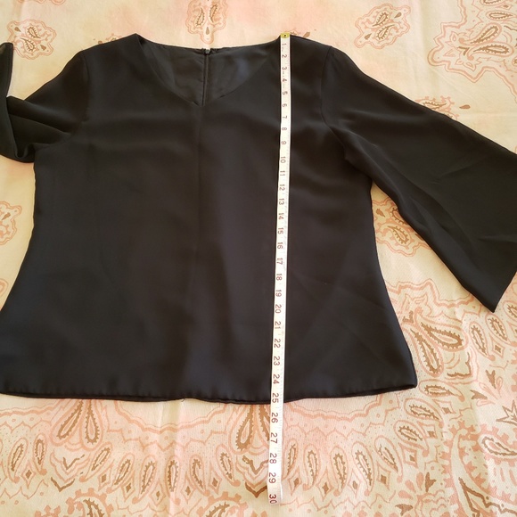 Black Elegant Top. Bell Sleeve - Picture 7 of 12